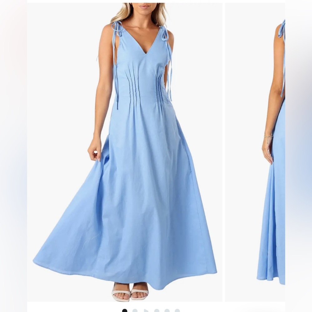 Nordstrom Petal & Pup Lainey Tie Strap Cotton & Linen Maxi Dress